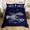 Lobster Duvet Cover Twin Queen Size, Boho Flower Bedding Set For Kids Boys Girls, Colorful Mandala Ocean Animal Comforter Cover