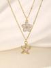 2Pcs/Set Sweet Flower & Starfish Pendant Necklace, Double Layer Gold Chain Beach Party Jewelry For Women