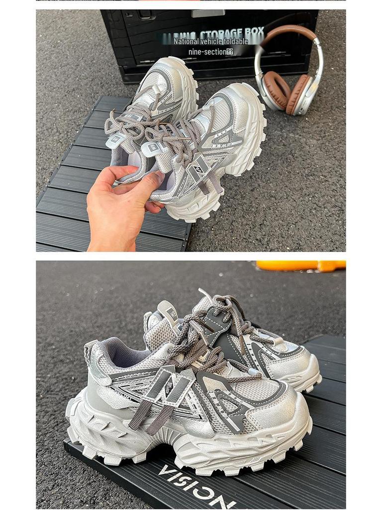 Modne sportowe buty na grubej podeszwie w koreańskim stylu dla dziewcząt i chłopców 2025