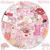 50pcs Pink Objects Butterfly Bread Stickers Decals For Laptop Bottle Notebook Skateboard Helmet DIY Graffiti Aesthetic Stickers