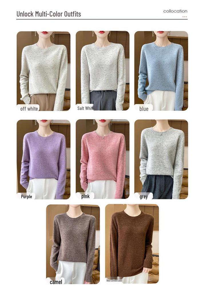 Women's Colorful Dot Round Neck Wool Sweater - Autumn/Winter Versatile Knitwear Pullover