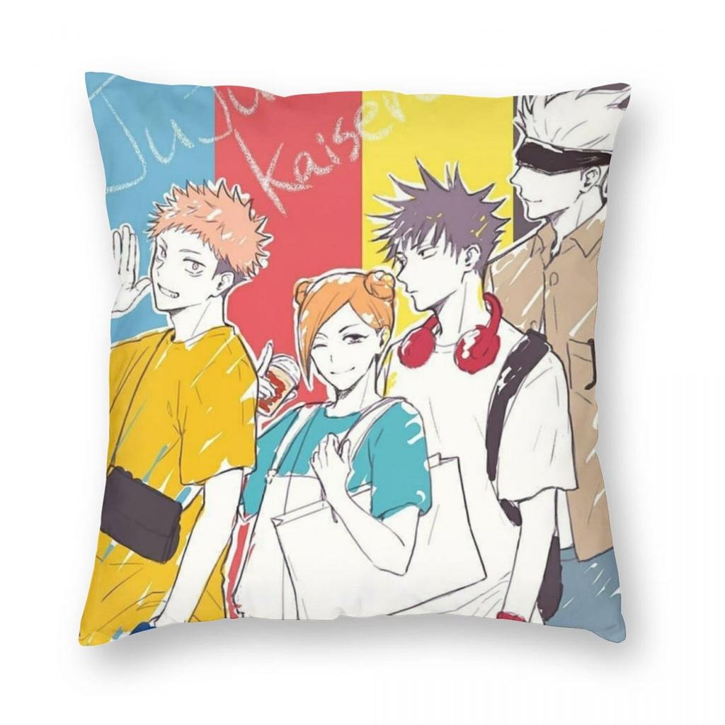Jujutsu Kaisens Anime Povlak na polštář Tisk Polyesterový potah na polštář Dekorace JJk Manga Povlak na polštář Domácí čtvercový 40X40cm