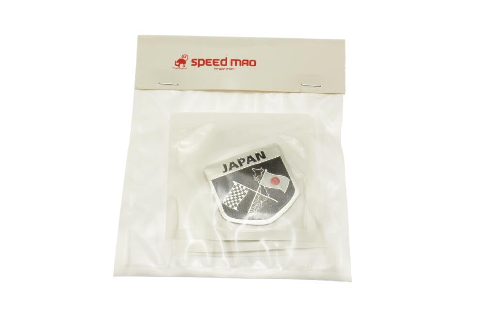 Speed Mao Car Japan Japan Flag Emblem Aluminum Stickers, 2 Types, Set of 4