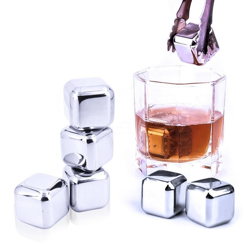 5Pcs/lot Stainless Steel Whiskey Stones Ice Cubes Soapstone Glacier Cooler Stone.