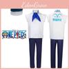 Costume Cosplay Uniforme da Soldato della Marina di One Piece Materiale Poliestere Bianco