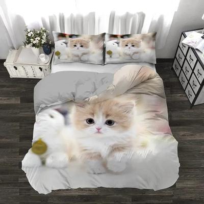 Super Lindo Gatito Niños Cómoda Funda Nórdica Funda de Almohada Juego de Ropa de Cama Decoración Habitación Infantil Textil para el Hogar