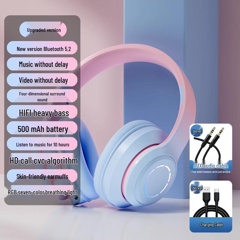 2025 Bluetooth Over-Ear Headphones for Female Students: Stylish Wireless Earmuff Headset