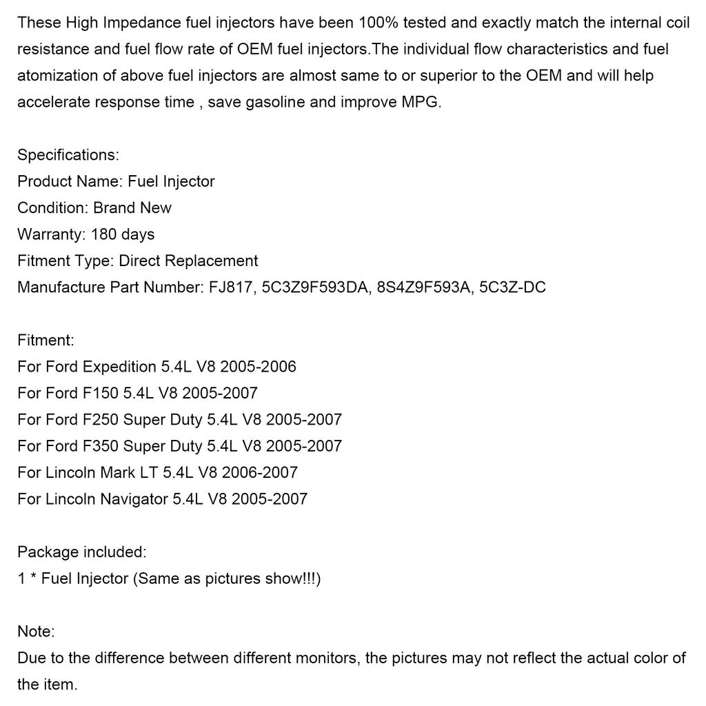 1 Stück Kraftstoffeinspritzventil Passend für Ford F150 F250 F350 Expedition Super Duty 2005-2007 5.4L