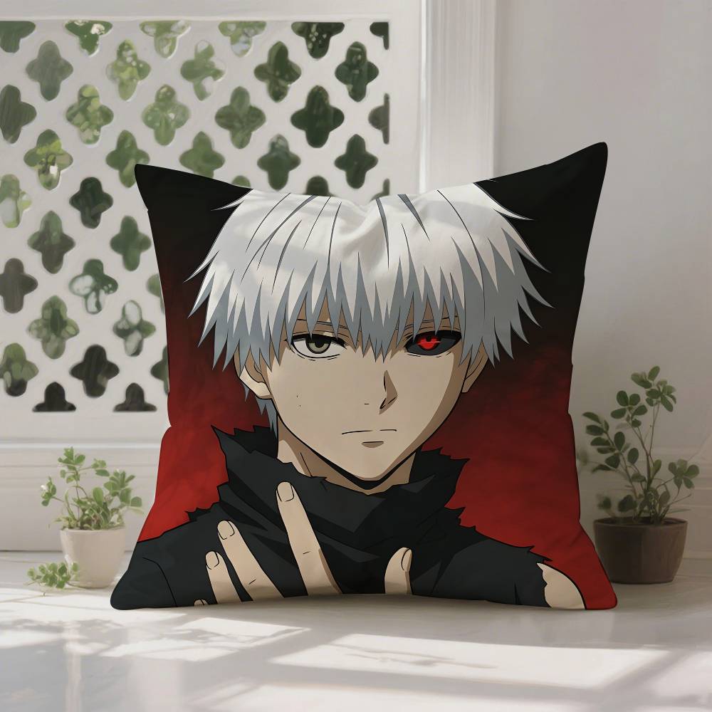 

TTokyo GGhoul Pillow Case Antidustmite Pillowcase Invisible Zipper Silky Short Plush Sofa Cushion Cover 30X30cm