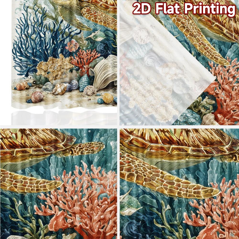 2 Stück, 2D-FLACHDRUCK Vorhänge (Ohne Stange) Ozeanische Harmonie(1) Festliche Modevorhänge Halbtransparente Vorhänge Dekorationen für Zuhause