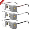 1/3 Pairs Photochromic Anti Blue Light Reading Glasses Metal Frame Rectangular Presbyopic Eyewear for Grandparents