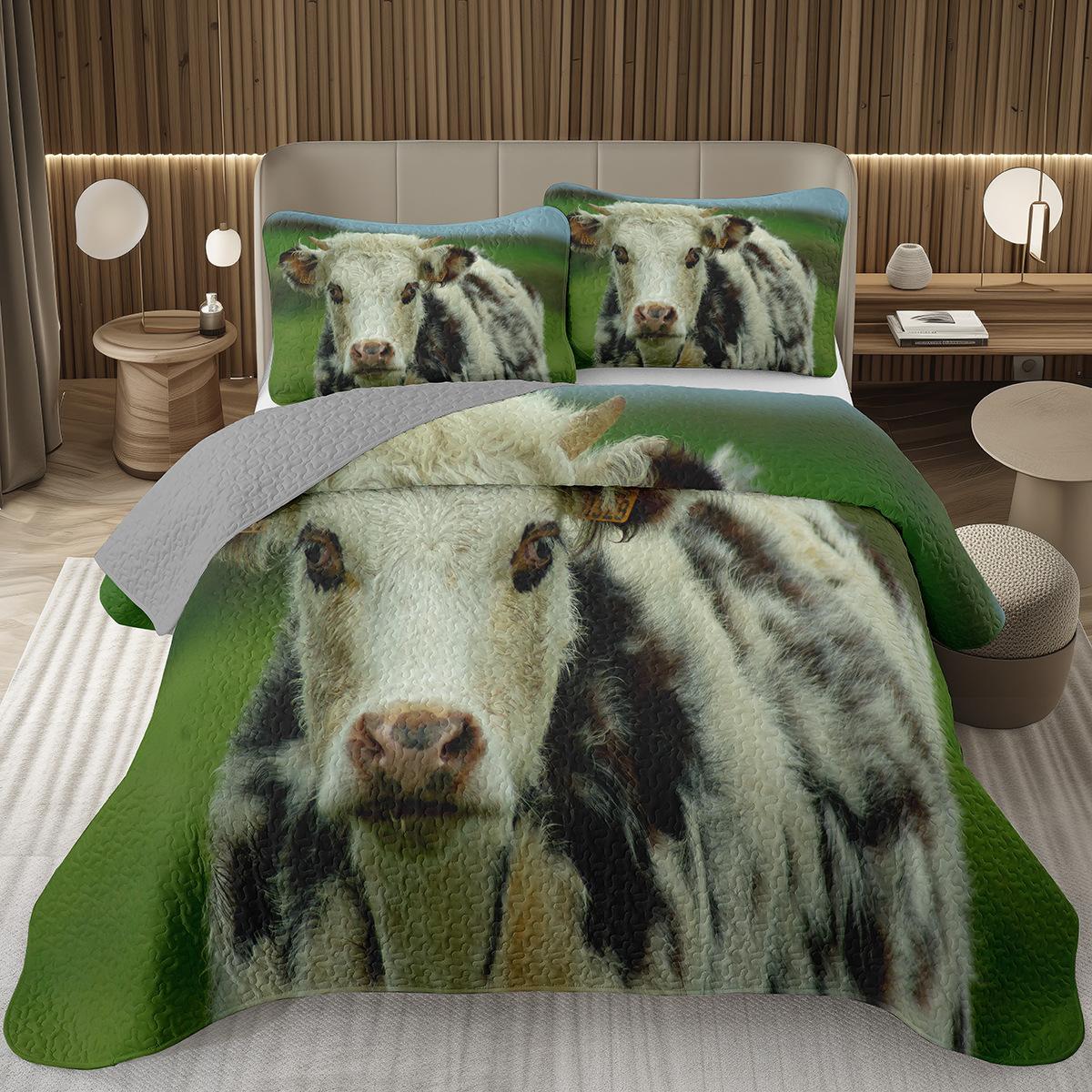 

Милый плед с молочной коровой, мультяшное покрывало с дикой природой, твин, кинг, квилт с принтом западных сельскохозяйственных животных, набор для детей, мальчиков, девочек, для декора спальни EU Single 135x200cm