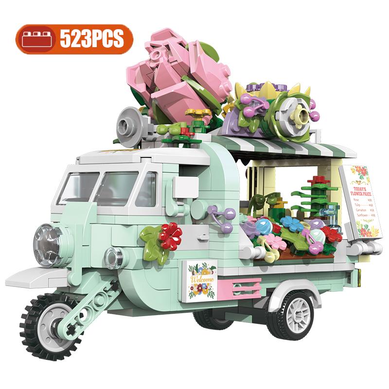 ZHE GAO Уличный вид Еда Закуски Гамбург Автомобиль Обед Мини Строительные Блоки Цветочный Магазин Модель Автомобиля Кирпичики Друзья Детские Игрушки Подарок no box