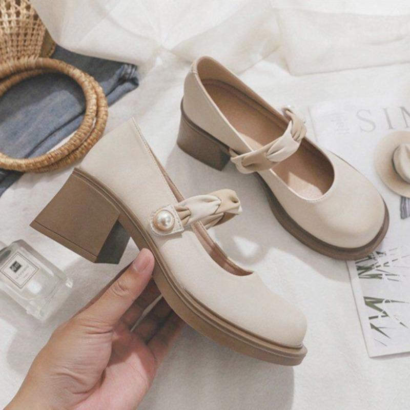 Fashion Summer Black Women Patent Leather High Heels Mary Jane Shoes Loafers Fashion Party Wedding  Butterfly-knot Casual Shoes Zapatos