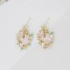 Vintage Floral Butterfly Earrings in Soft Pastel Shades for Women