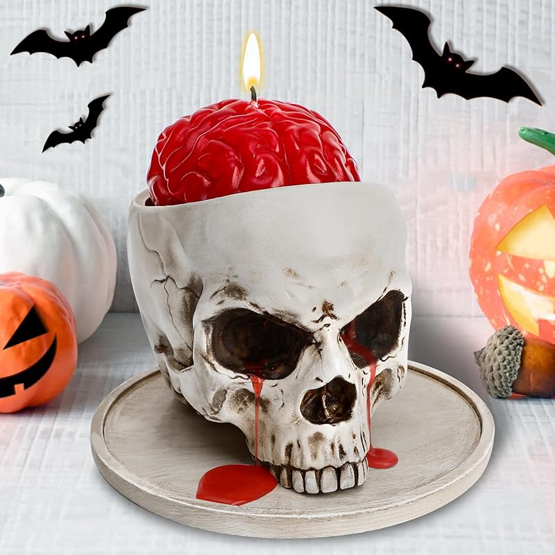 Halloween Decorations Indoor - Halloween Candle, Skull Bleeding Candle Gothic Decorations for Home Table Bar Indoor Room - Spooky Decor for Table