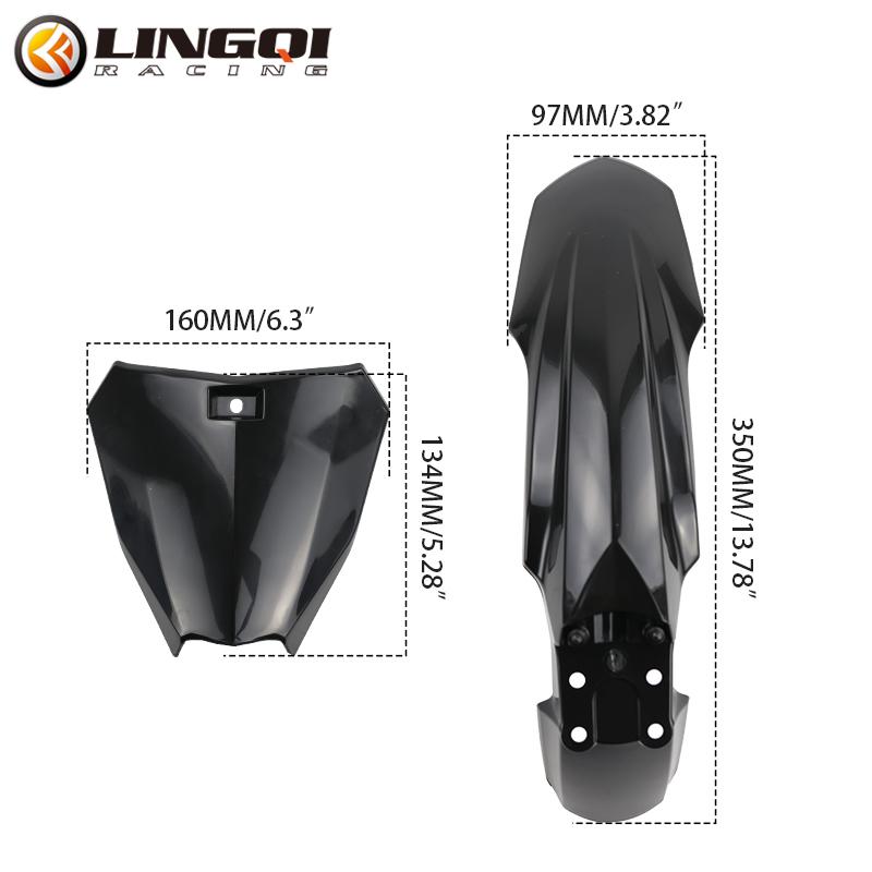 LINGQI RACING Motorcycle Front Fender With Number Plate Fairing Cover For 49cc Mini Dirt Pit Bike Kids Motocross Minimoto