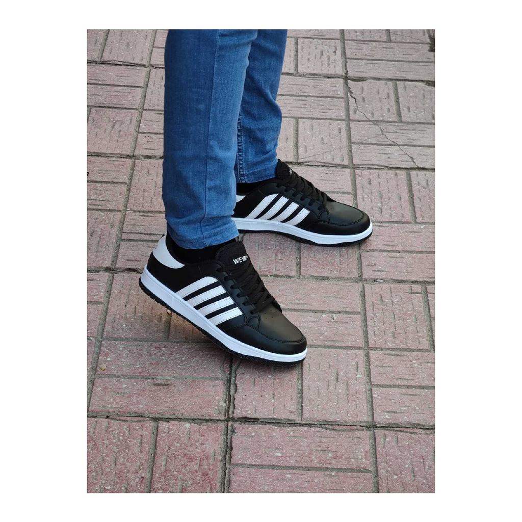 White - Men's Striped Wyns Lace-up Casual Sports Sneaker Shoes Wsb0360
