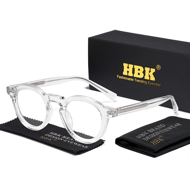 HBK Einfacher Runder Herren Brillenrahmen Hochwertiger Marken Design Rahmen Anti Blaulicht Lesebrille Damen Optischer Rahmen