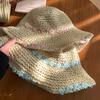 Sweet flower summer straw hat women's seaside beach vacation hollow shading breathable outdoor leisure versatile bucket hat