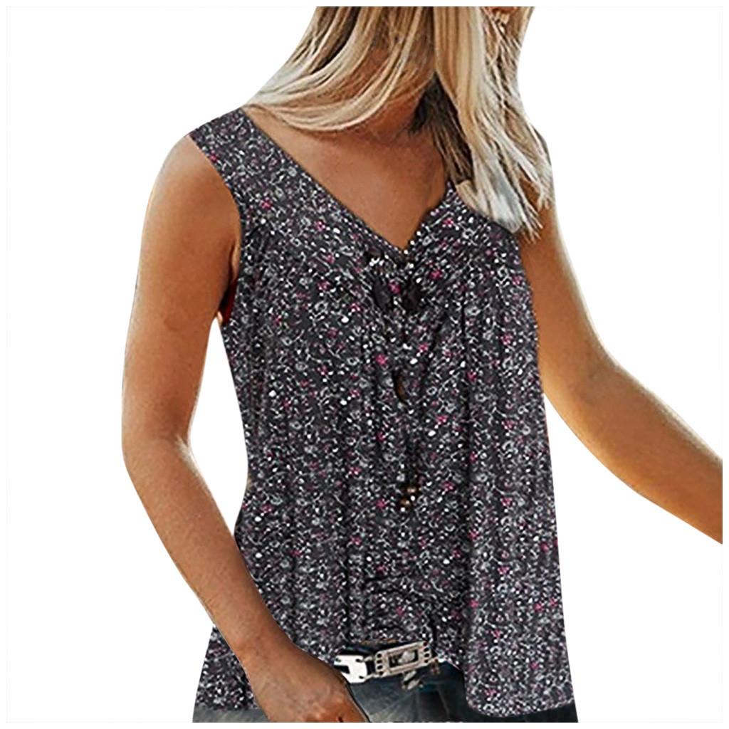 Womens Sleeveless V Neck Casual Blouse Floral Print Lightweight Summer Top with Relaxed Fit and Soft Fabric for Everyday Wear