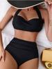 Solid Bikini Set Women Swimsuit Two-Piece High Waisted Backless Female Swimwear Bathing Summer Fashion Vacation Beachwear