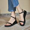 Sandals for Women Open Toe Platform Wedges Heel Woman Shoes Black Daily Casual Luxury 2025 Original Korea Sandal Shoe Asian Size