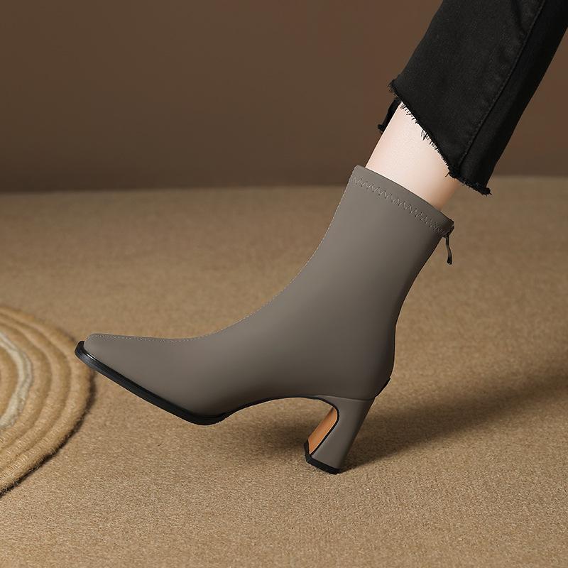 

British style retro Martin boots women s autumn 2025 new rear zipper short boots versatile temperament thick heel thin boots 40