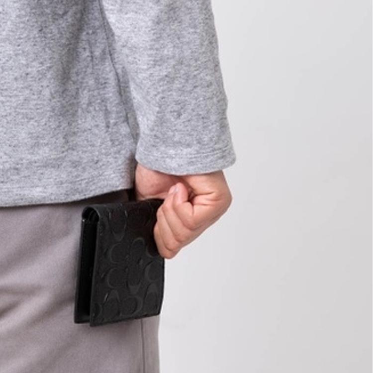 Coach 3 In 1 Wallet With Embossed Print And Detachable Card Holder Men Wallets Black 75371-BLK