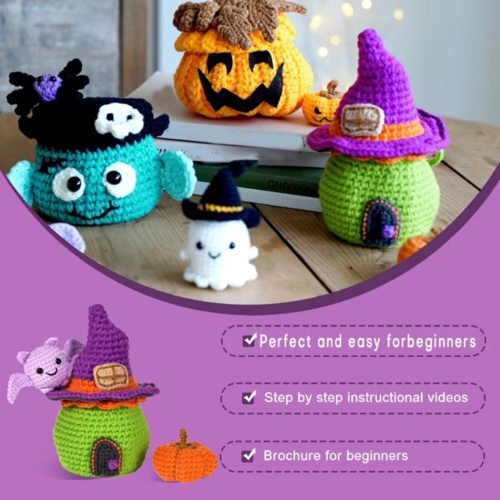 Creative Halloween Thread Crochet Material Little Green Doll Beginner Crochet Kit  Beginners