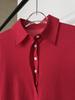 Women's Red Long Sleeve Polo Collar Casual T-Shirt by Nanyou