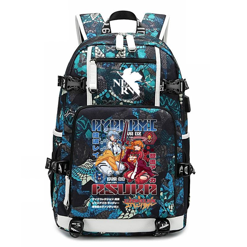 Evangelion Anime Print Student Rugzak Grote Capaciteit Casual Dagrugzak voor Jongens Meisjes School Reizen