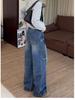 Plus Size Retro Wide-Leg Fleece-Lined Denim Pants for Women - Autumn/Winter