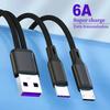 1.2 Meter 2 in 1 USB Type C Cable 6A Fast Charging Wire Adapter USB C To Type C Data Line For Smart Cell Phone charge Cords