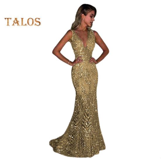

Женское вечернее платье с глубоким V-образным вырезом, облегающее платье с открытой спиной и без рукавов, блестящие пайетки, рыбий хвост, подол, длина до пола, платье макси, бальное платье для выпускного вечера S золотистый