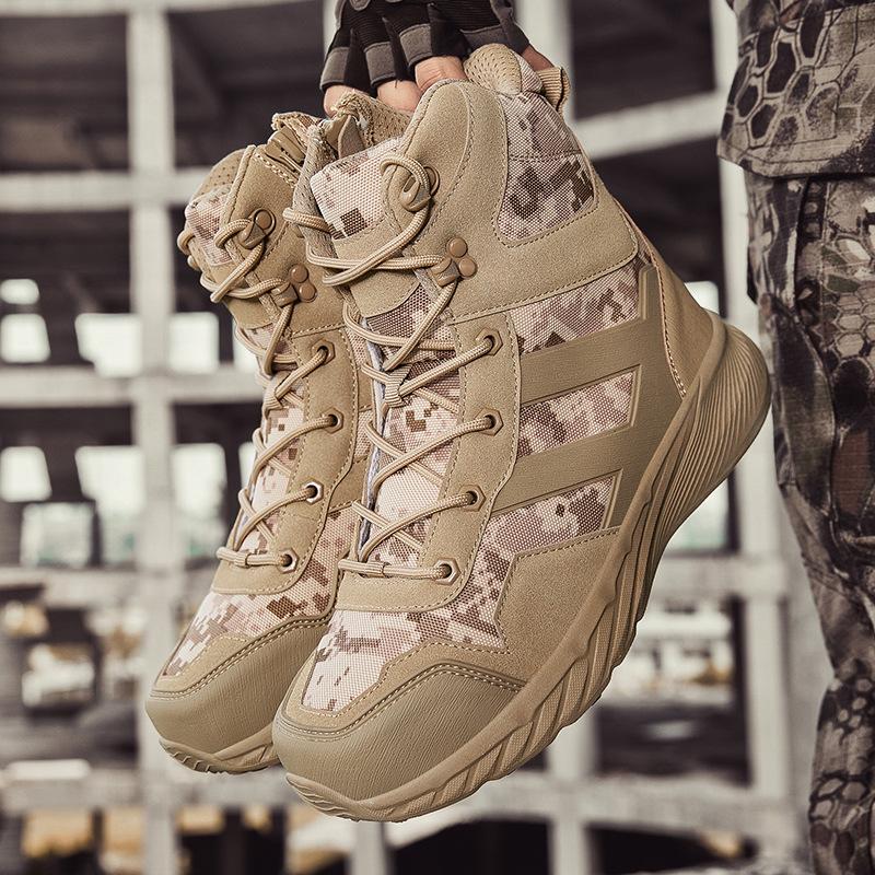 Hiking shoes men's high-top tactical boots men's military fans training desert boots hiking outdoor shoes military boots