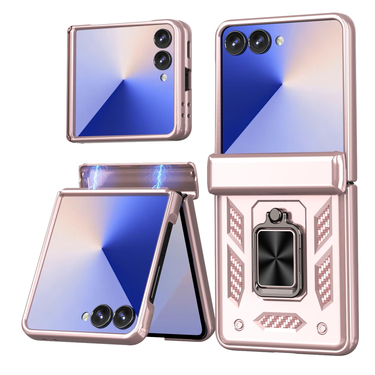 

For Samsung Galaxy Z Flip7 5G Case PC + TPU Shockproof Phone Back Cover with Kickstand E