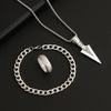 3pcs Set Arrow Jewelry Set Punk Hip Hop Chain Bracelet Ring Necklace for Women Men Cool Party Jewelry Gifts