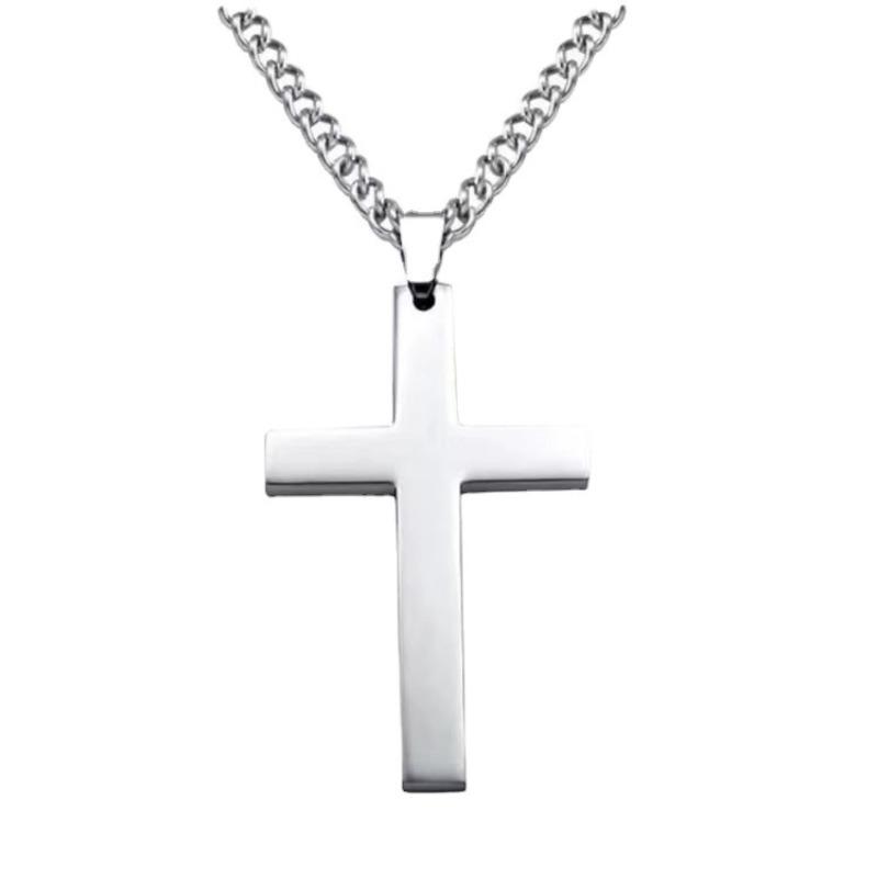 New Model Stainless Steel Cross-shaped Men's Necklace - Titanium Steel Pendant Jewelry Pendant Accessory