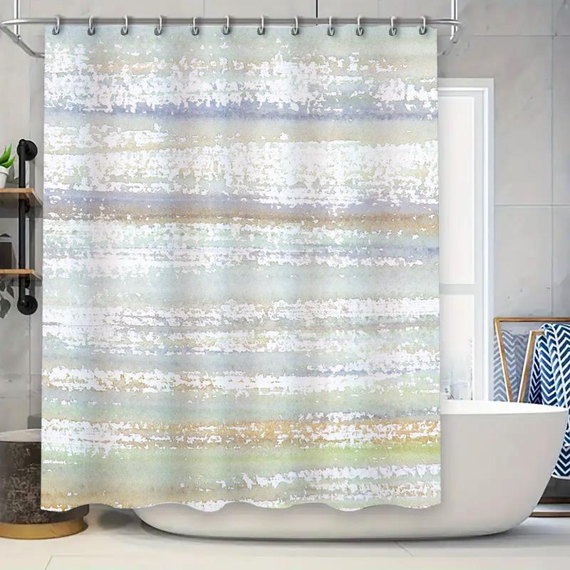 

Modern Bathroom Shower Curtain With Watercolor Stripe Print Waterproof Fabric Bath Decor For Home Decoration (Gray) [180X240Cm] W60H190(CM)-1 Pcs