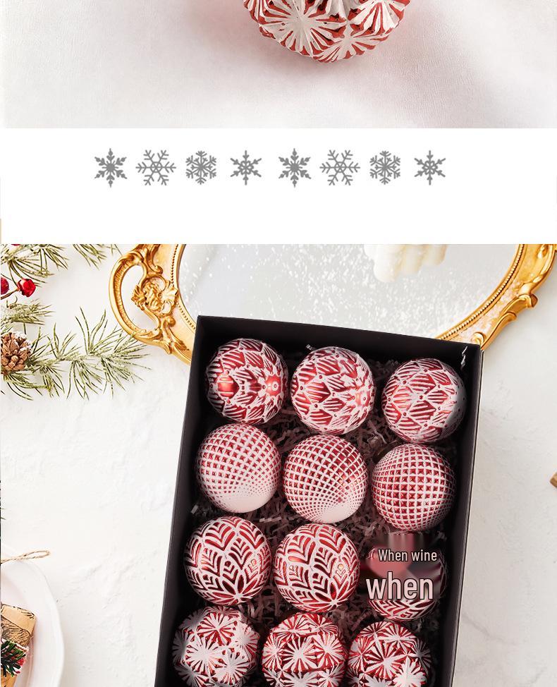 Retro 8cm Christmas Ball Set: 12 Decorative Ornaments for Festive Scenes and Tree Decoration
