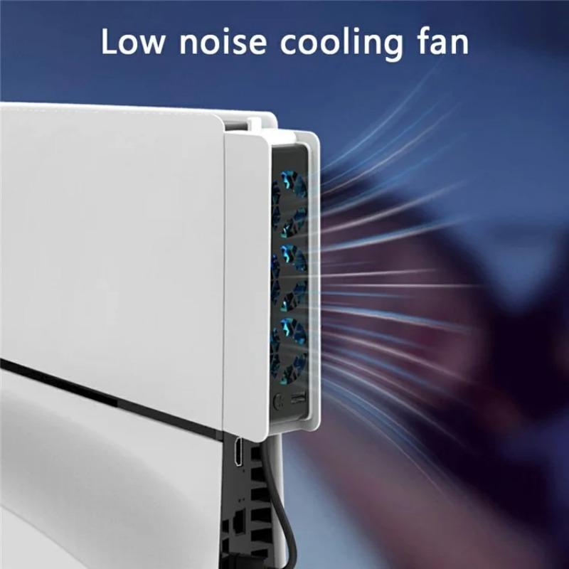 Cooling Fan for PS5 Slim Console 3 Speeds Adjustable Cooler Fan with LED Light