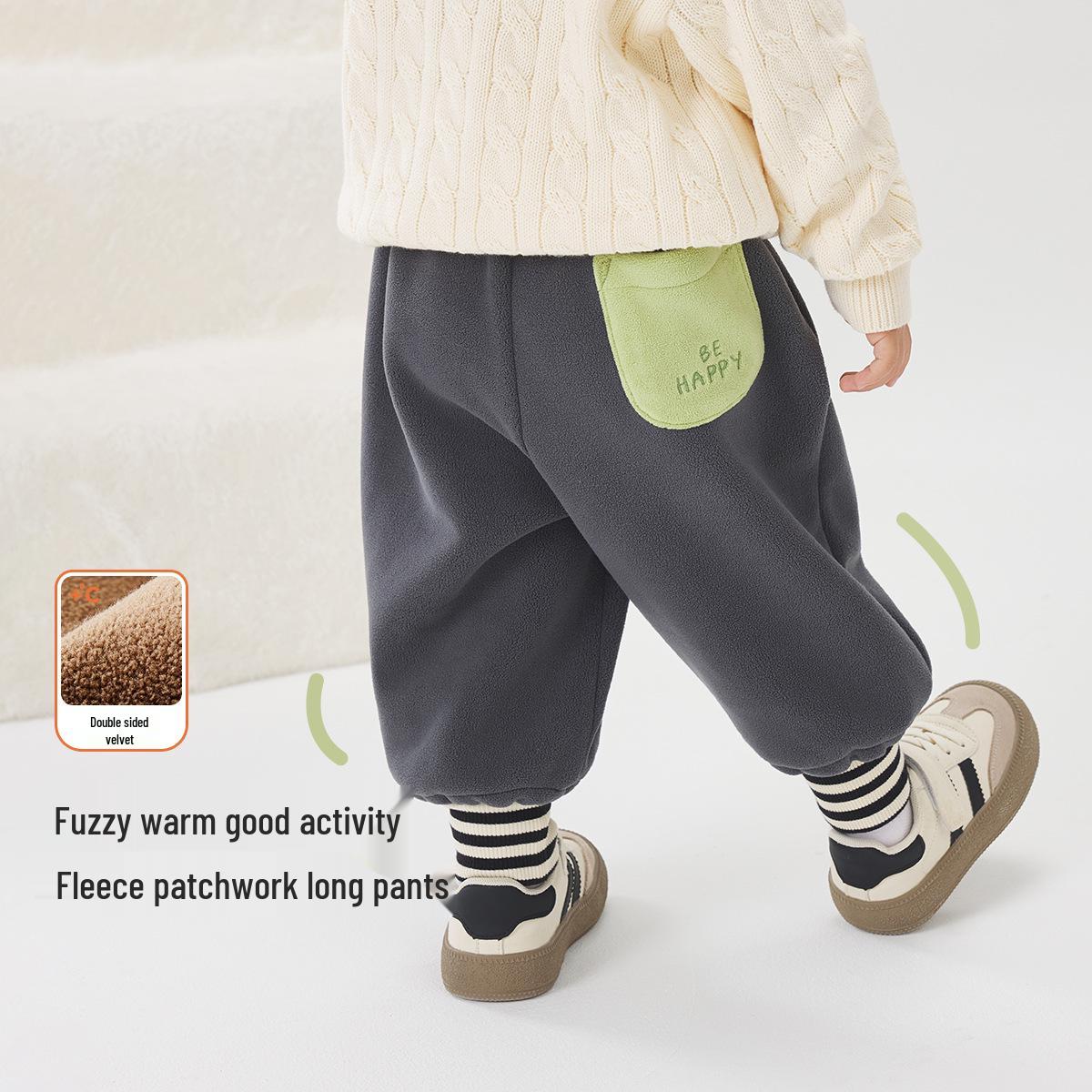 

Детские теплые толстые длинные брюки Willbeilu - Осень/Зима 2025 Повседневная универсальная одежда для мальчиков и девочек 110 for Height 105-115cm