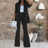 1 set pantaloni blazer pentru femei de culoare uni picior lat toamna iarna set de costum cu revere pentru birou