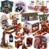 MOC Mittelalterliche Bausteine Set Zubehör Schmiede Schlafzimmer Tisch Bar Möbel Küche Zusammenbau Jungenspielzeug Mini Ziegelsteine K027 DIY