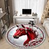 1pc Jeweled Horse Office Round Rug, Non-slip, Soft and Durable Office Rug for Interior Decoration, Perfect for Office, Beautiful Decoration Yy26032400