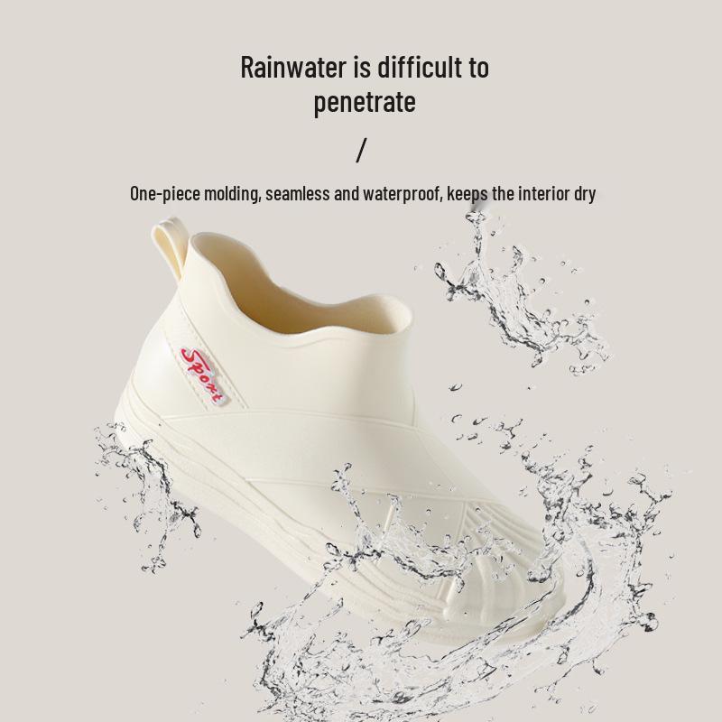 Women's Fashionable Short Ankle Rain Boots with Cotton Velvet Liner - Non-slip, Low Cut, Warm Rubber Shoes