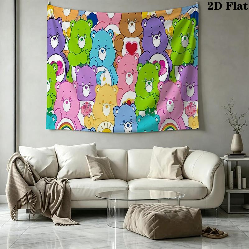 Cartoon Care bears Wall Tapestry Aesthetic Wall Hanging Printed Fabric Blanket Decorative Tapestries for Bedroom Living Room Home Decor