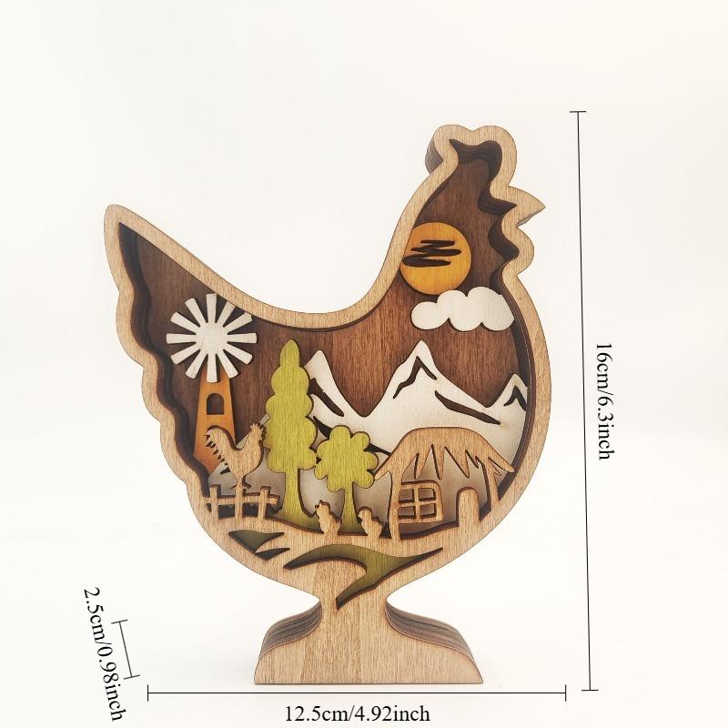 1pcs Easter Wooden Craft Decoration Creative Home Decor Animal Ornament Desktop Decorative Wooden Art Piece