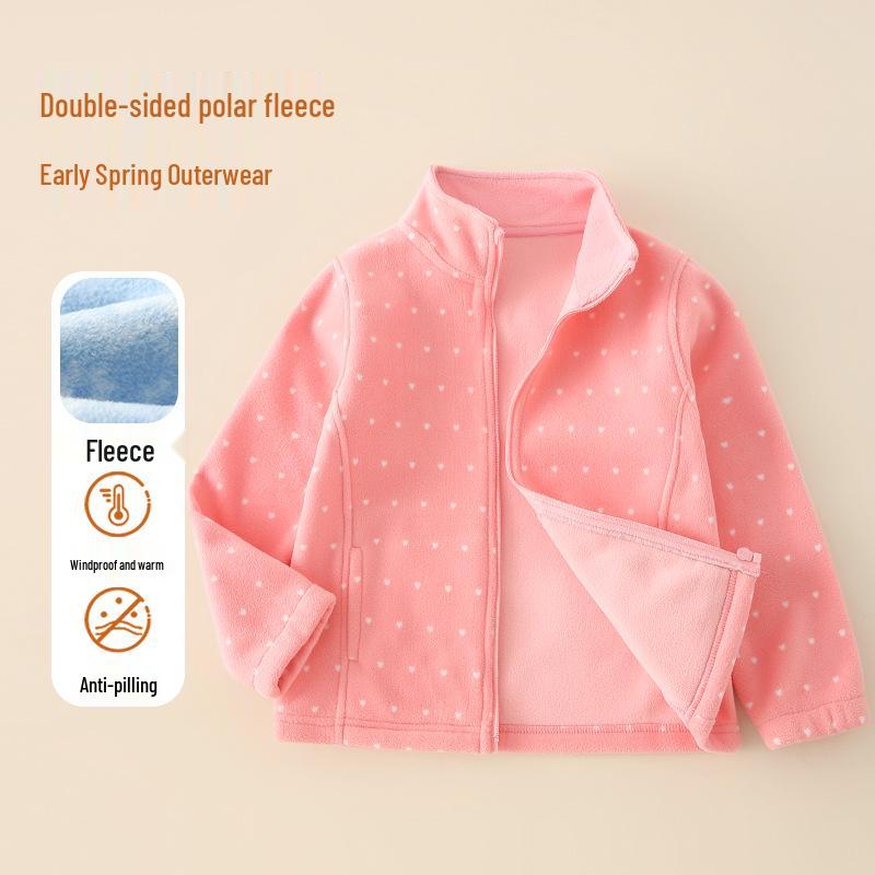 Boys' Fleece Jacket for Autumn/Winter - Stand-Up Collar, School Uniform Layer, Warm and Thick